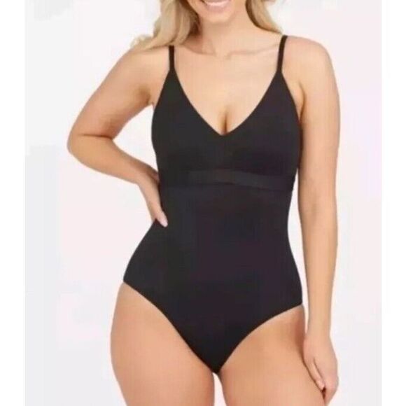 SPANX Womens Sz 3X Classic V-Neckline One Piece Swimsuit Black Slimming - Picture 8 of 16